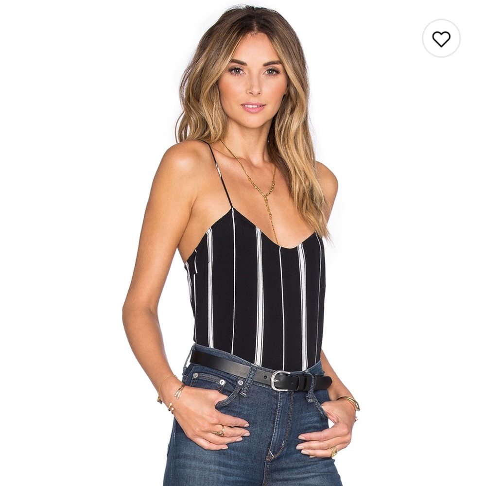 L’Academie Black & White Striped Camisole